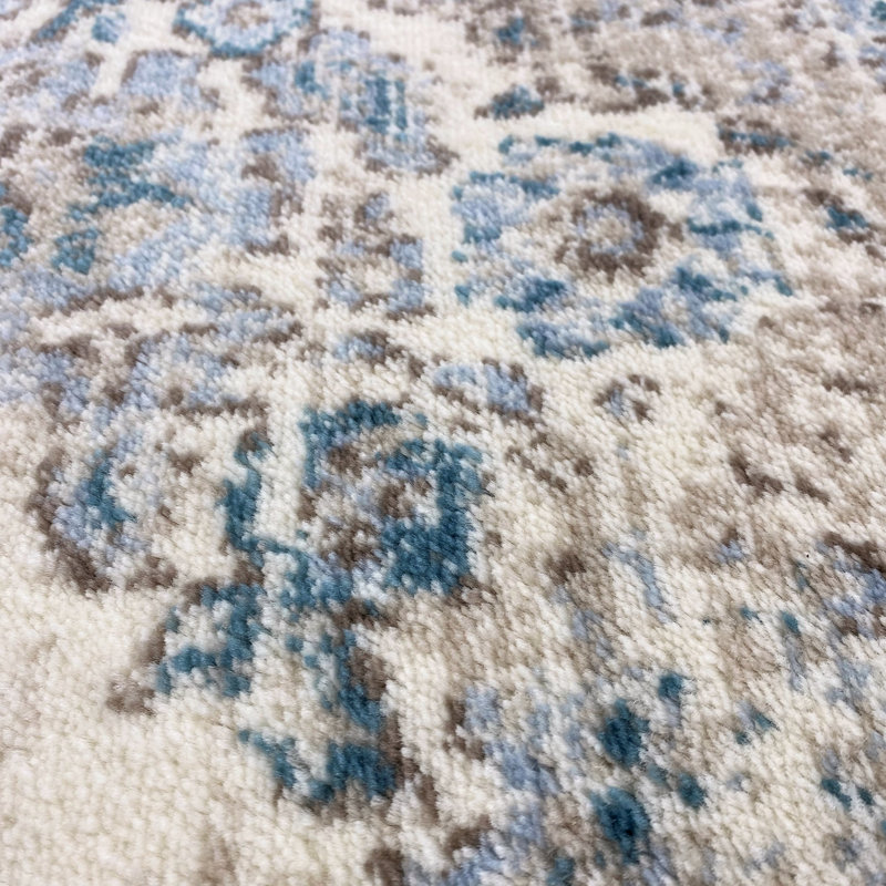 Bungalow Rose Mogos Performance Cream/Teal/Beige Rug & Reviews Wayfair